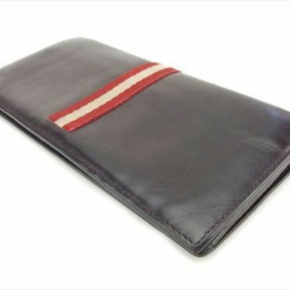 Bally Wallet Purse Brown Red Canvas Leather Woman unisex Authentic Used - Picture 3 of 8